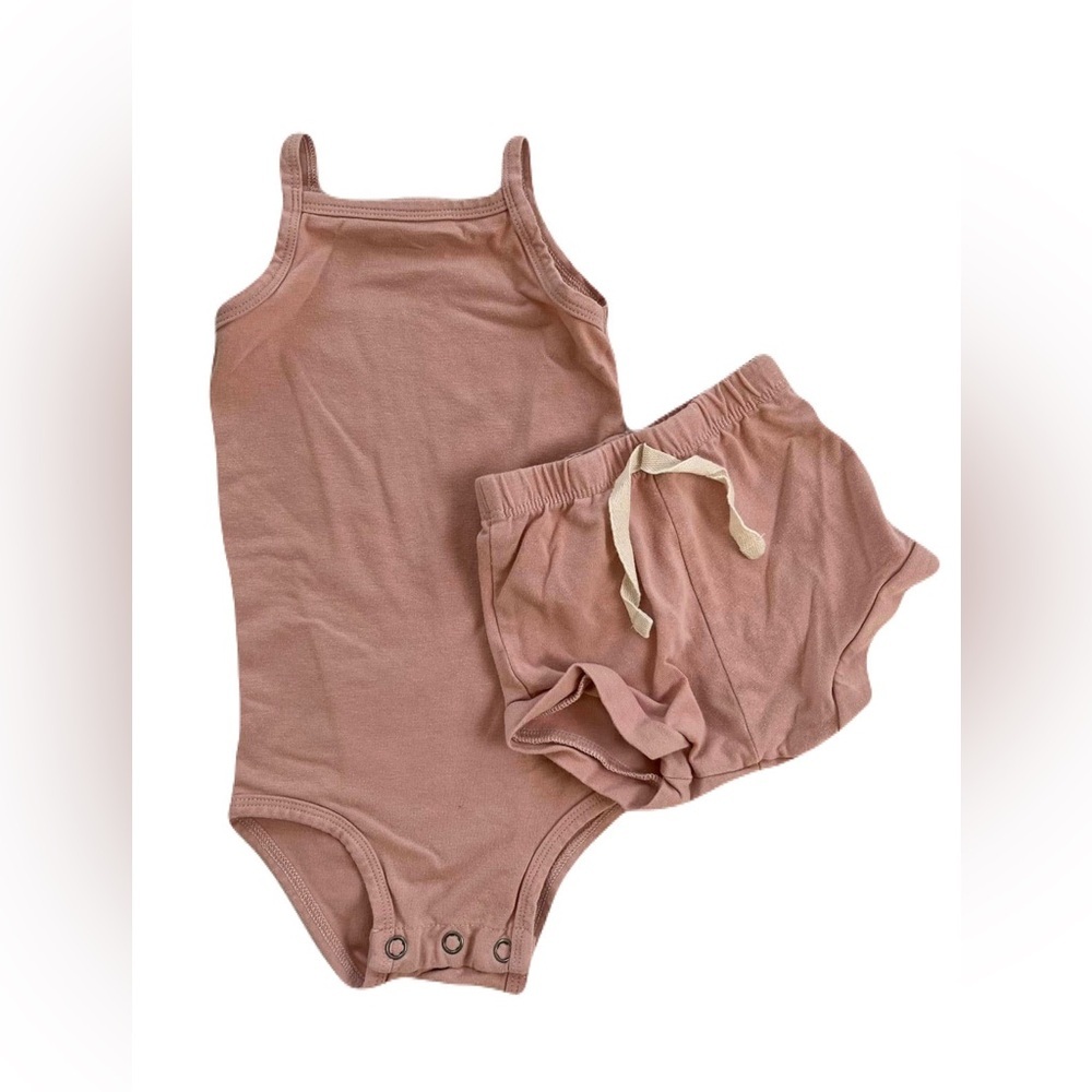 Jax & Lennon Pink Bamboo Set: Shorties and Tank Onesie